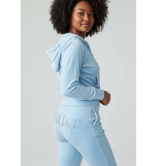 Juicy Couture Pants - Juicy Couture Velour Tracksuit in Frosted Blue.
